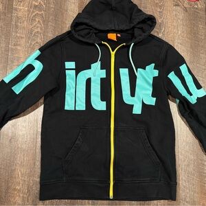 ThirtyTwo 32 Black Teal Snowboard Hoodie Full Zip Graphic Mens Size Large